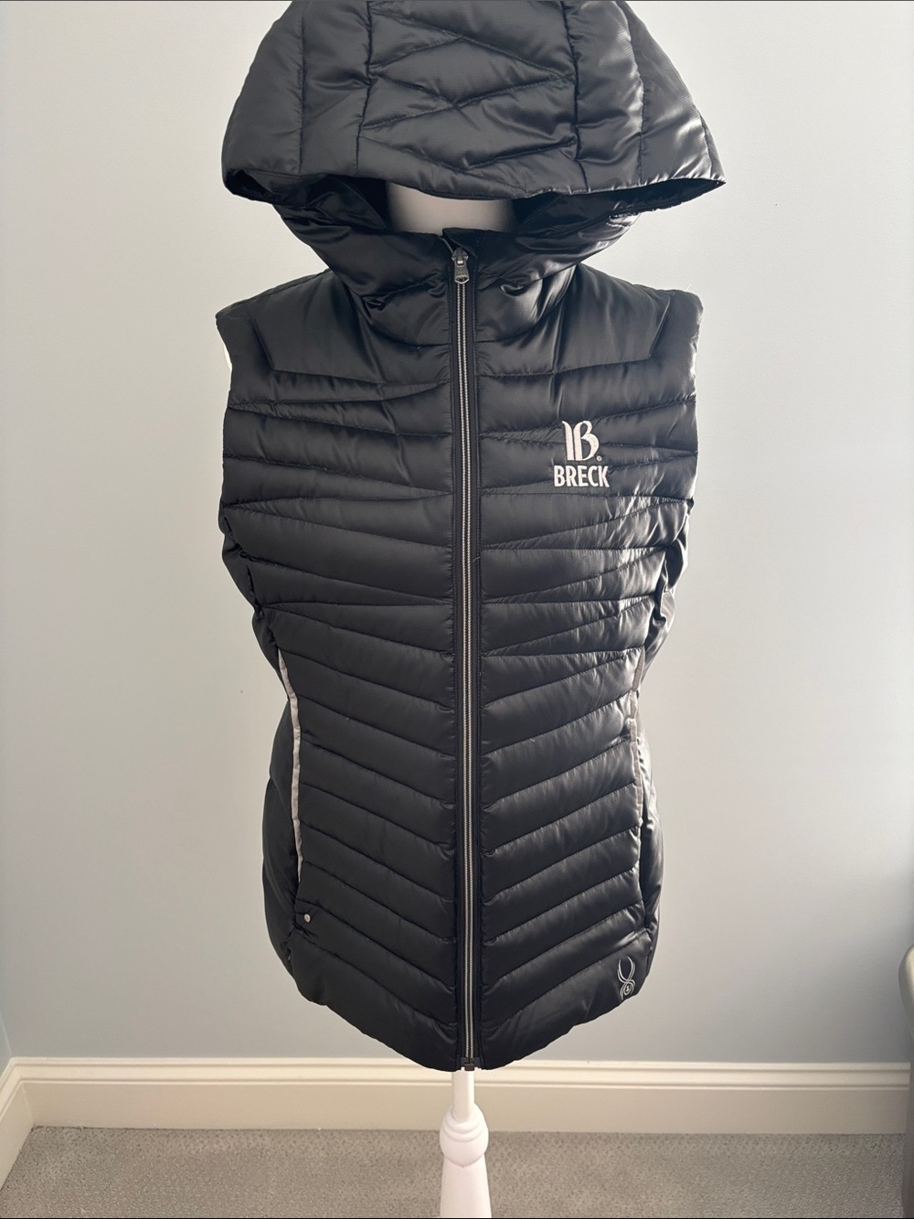 Spyder Black Quilted Hooded Puffer Vest Breck